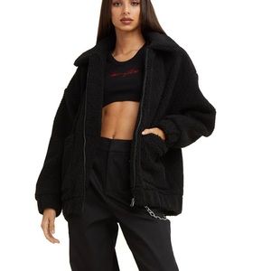 I AM GIA pixie teddy coat black